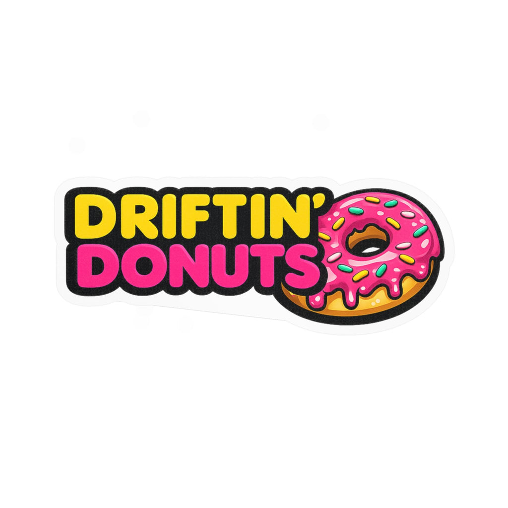 Driftin Donuts vinyl sticker featuring a pink sprinkled donut inspired by drift and JDM car culture.