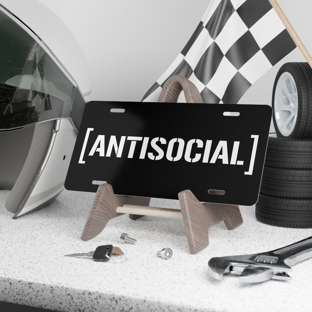 ANTISOCIAL Vanity Plate | Black & White Custom License Plate
