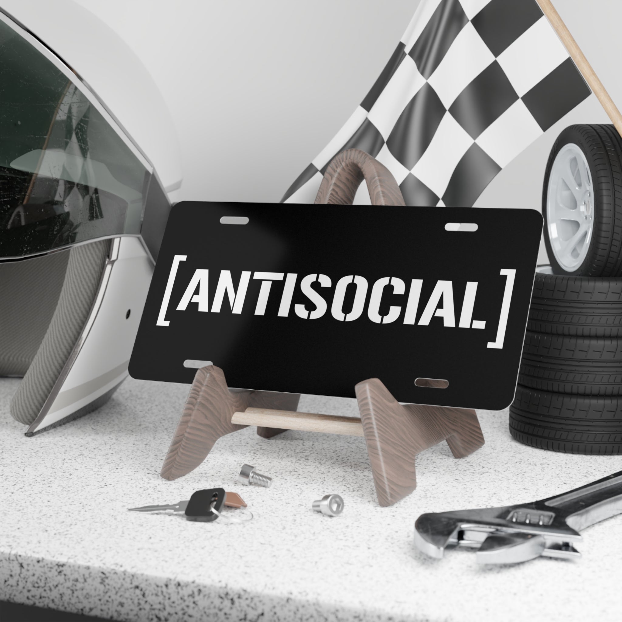 ANTISOCIAL Vanity Plate | Black & White Custom License Plate