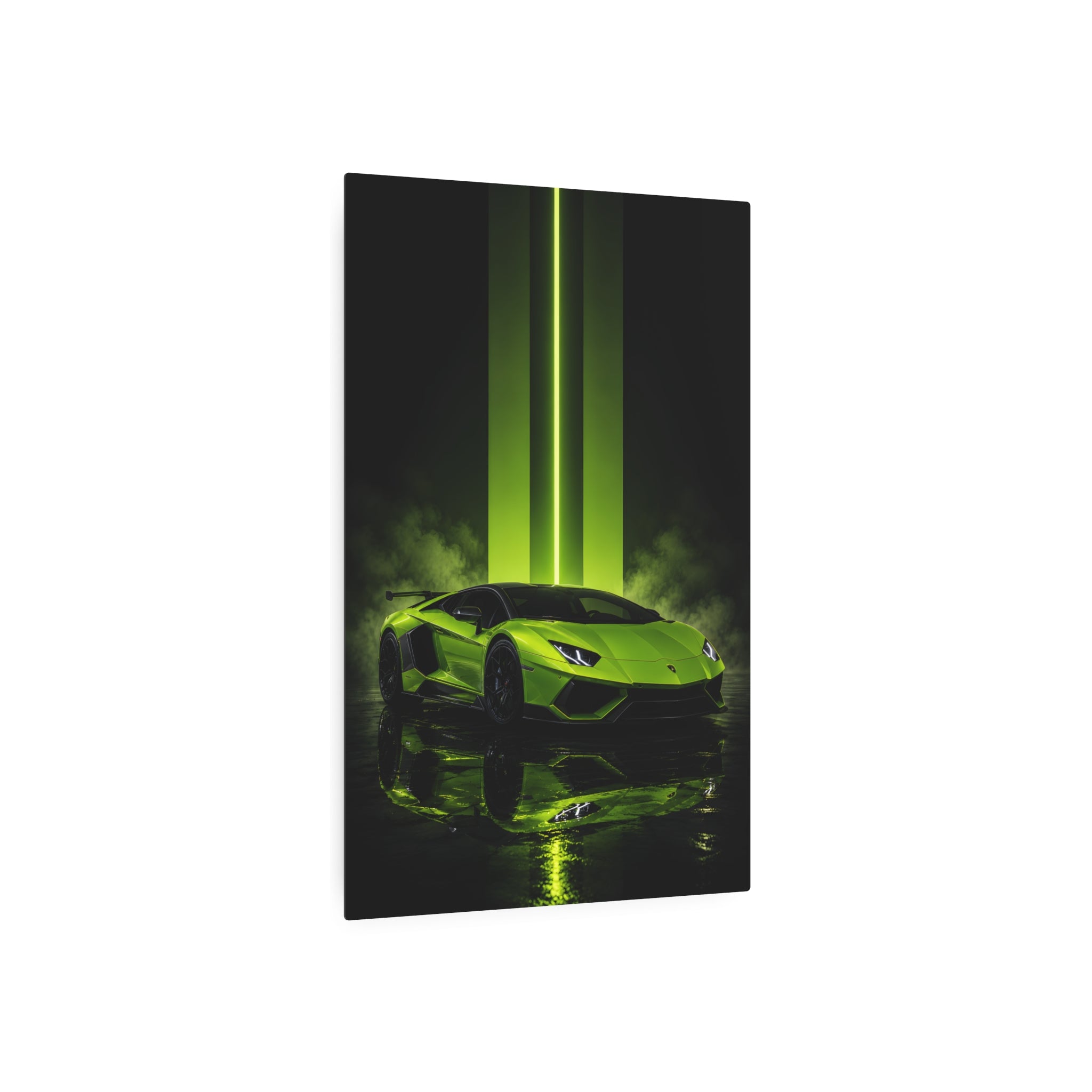 Neon Green Supercar Metal Art Sign | Modern Automotive Wall Decor