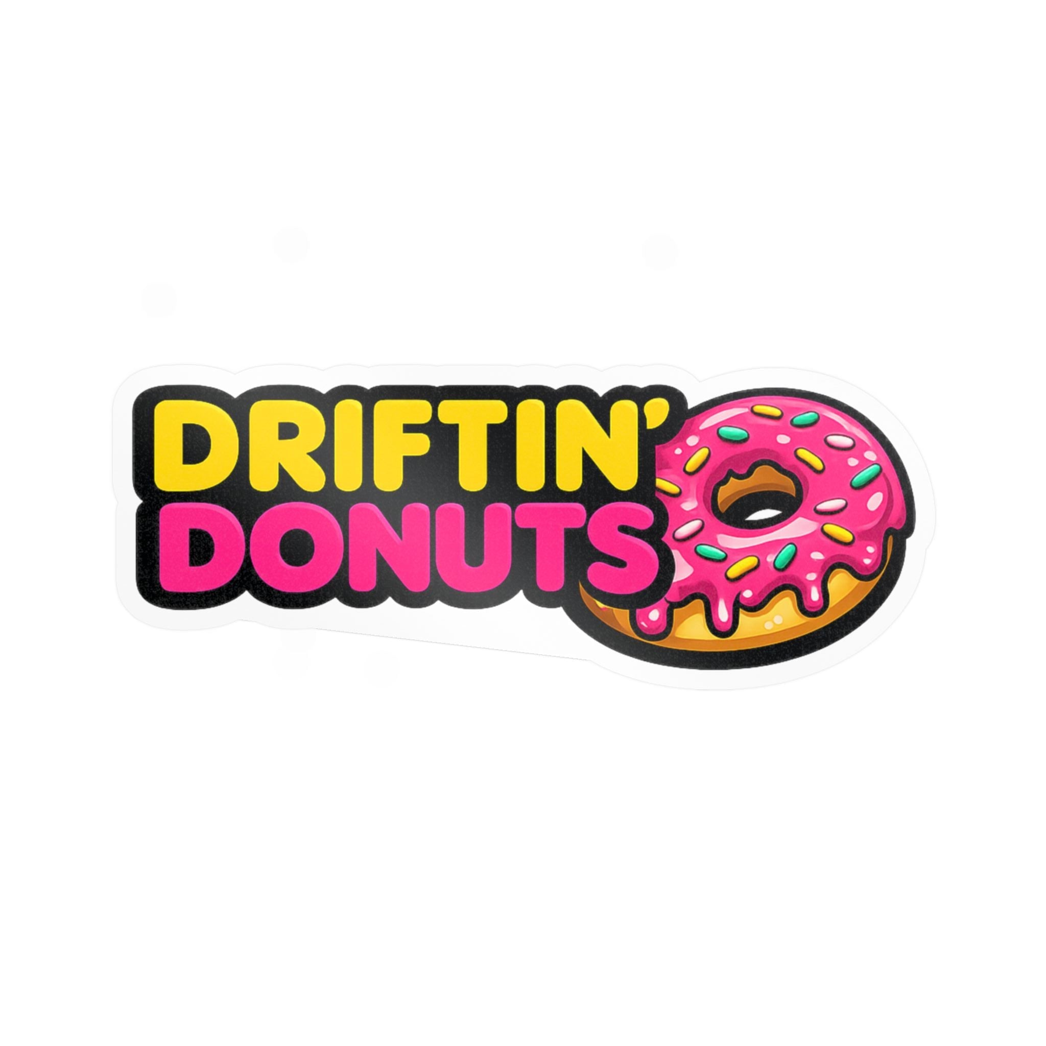 Driftin Donuts vinyl sticker featuring a pink sprinkled donut inspired by drift and JDM car culture.
