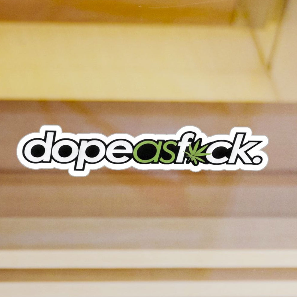 Dope As F*ck vinyl sticker featuring a bold minimalist streetwear logo for cars, laptops, water bottles, and more.
