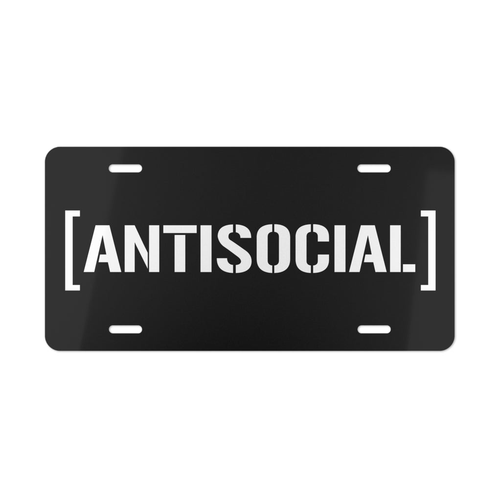 ANTISOCIAL Vanity Plate | Black & White Custom License Plate