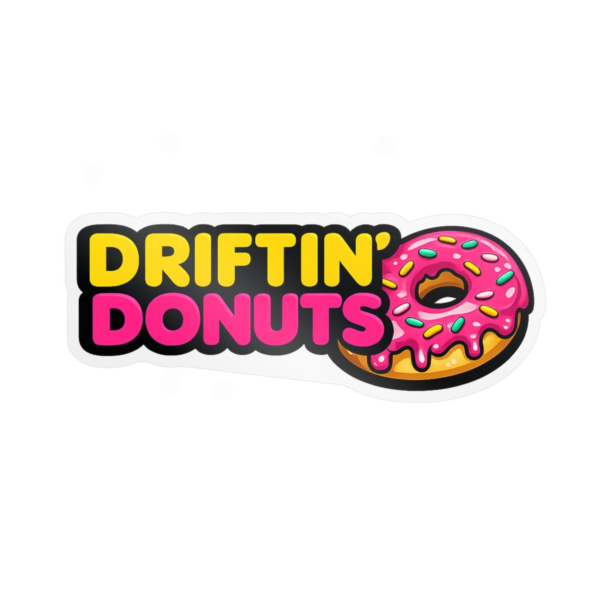 Driftin Donuts vinyl sticker featuring a pink sprinkled donut inspired by drift and JDM car culture.