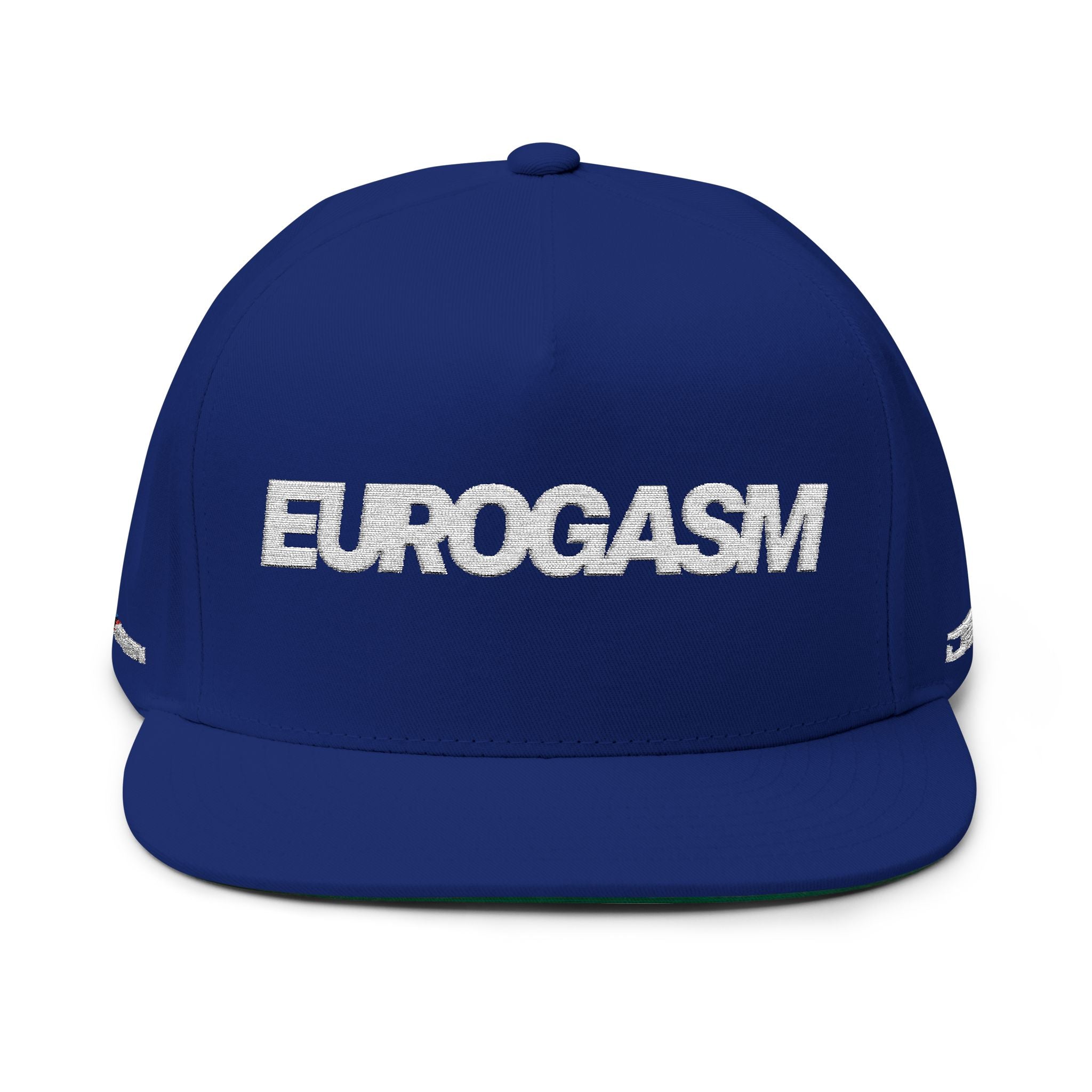 Eurogasm Embroidered Flat Bill Cap — Bold European Pride Snapback