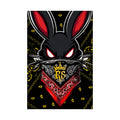 Bunny Bandit Satin Poster | Edgy Red & Black Street Art Wall Print | 24x36