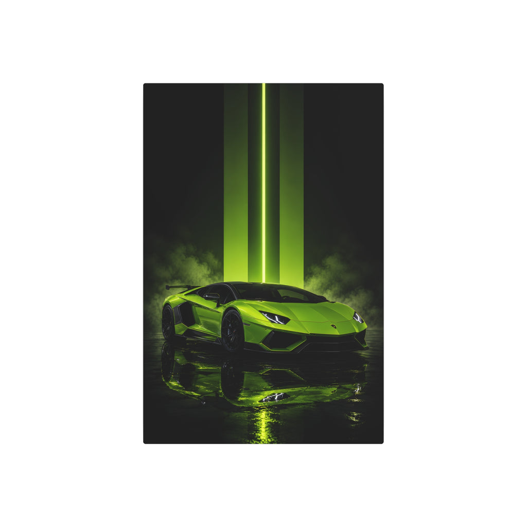 Neon Green Supercar Metal Art Sign | Modern Automotive Wall Decor