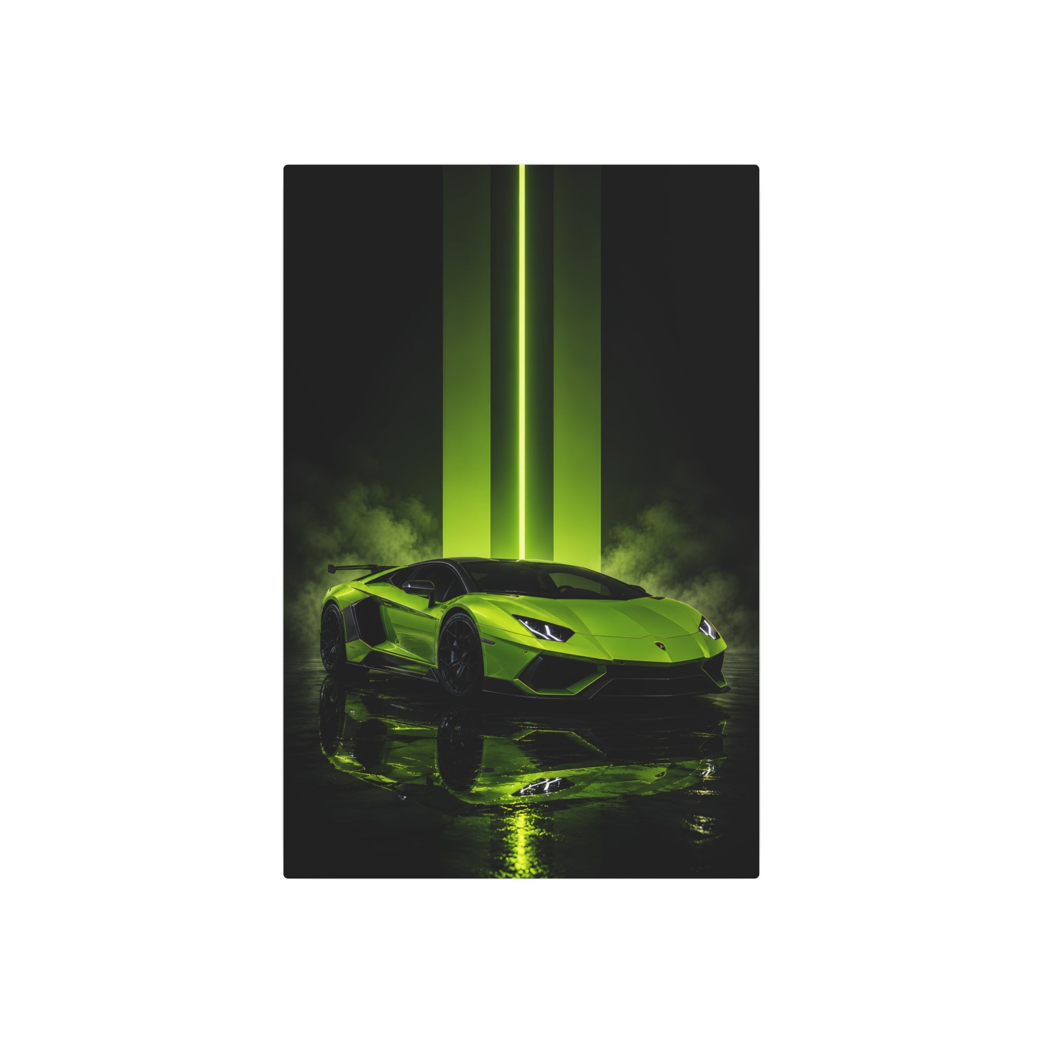 Neon Green Supercar Metal Art Sign | Modern Automotive Wall Decor